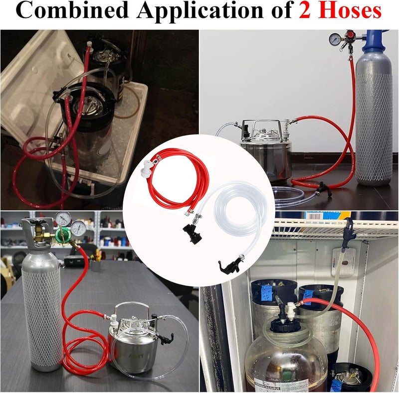 WELLBOM 3FT 5/16 Beer Line Tubing & 5FT 5/16 CO2 Gas Line & 1Pair Ball Lock Keg Connectors & 1 Picnic Tap,Cuttable PVC Draft Beer Kegerator Line CO2 Regulator Gas Line Barb Fitting Hose Clamps Kegerator Parts - Image 5